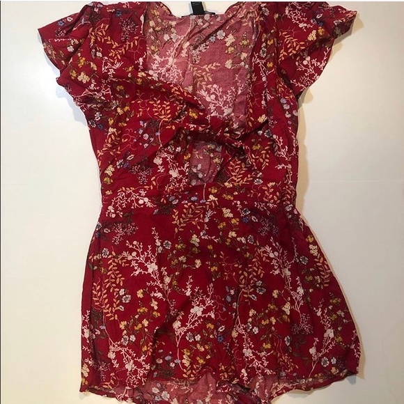 Red Floral Romper - Picture 2 of 2